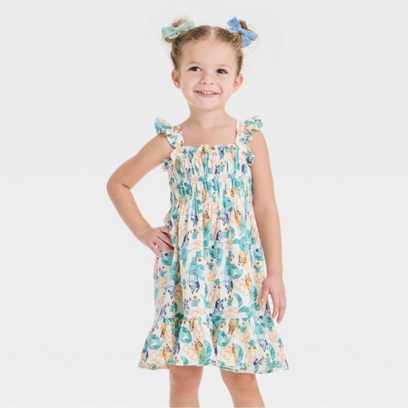 Bluey NEW Disney Tropical Printed Gauze Tiered Girls Toddler Sundress Size 2T - Picture 1 of 7